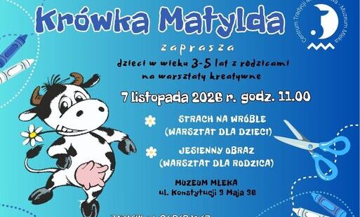 Plakat na rodzinne spotkanie z Krówką Matyldą